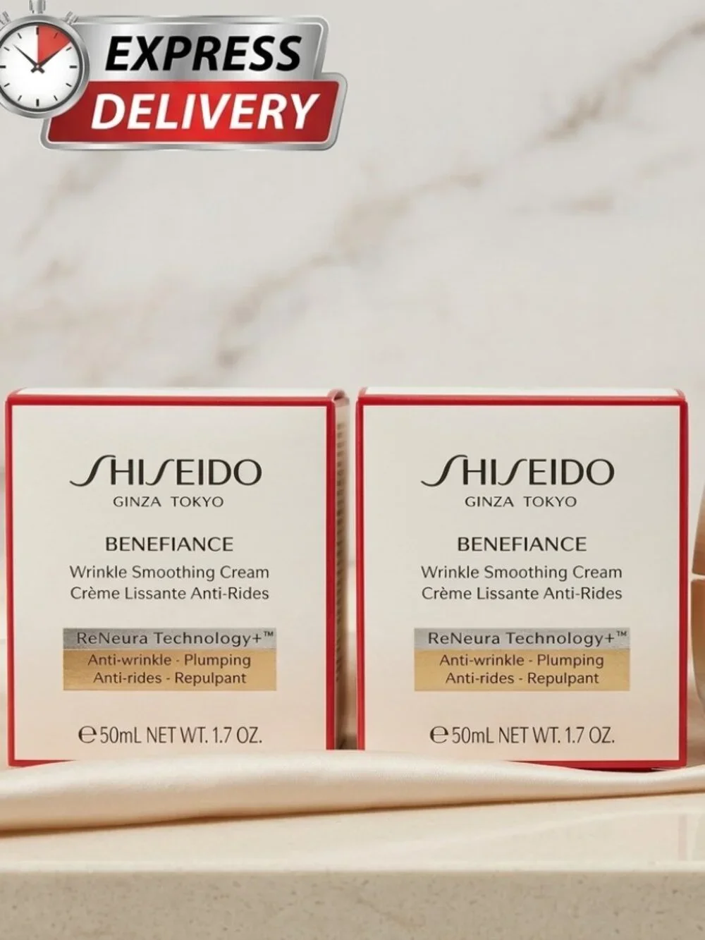 Shiseido Benefiance Wrinkle Smoothing Cream 1.7oz -50ml Sealed (2 Pack ) NIB